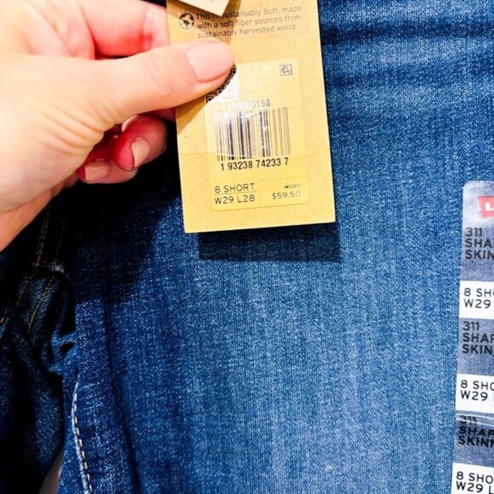 LEVI'S 311 Shaping Skinny Dark Blue Mid Rise Stretch Jeans Size 29x28 - Picture 9 of 11